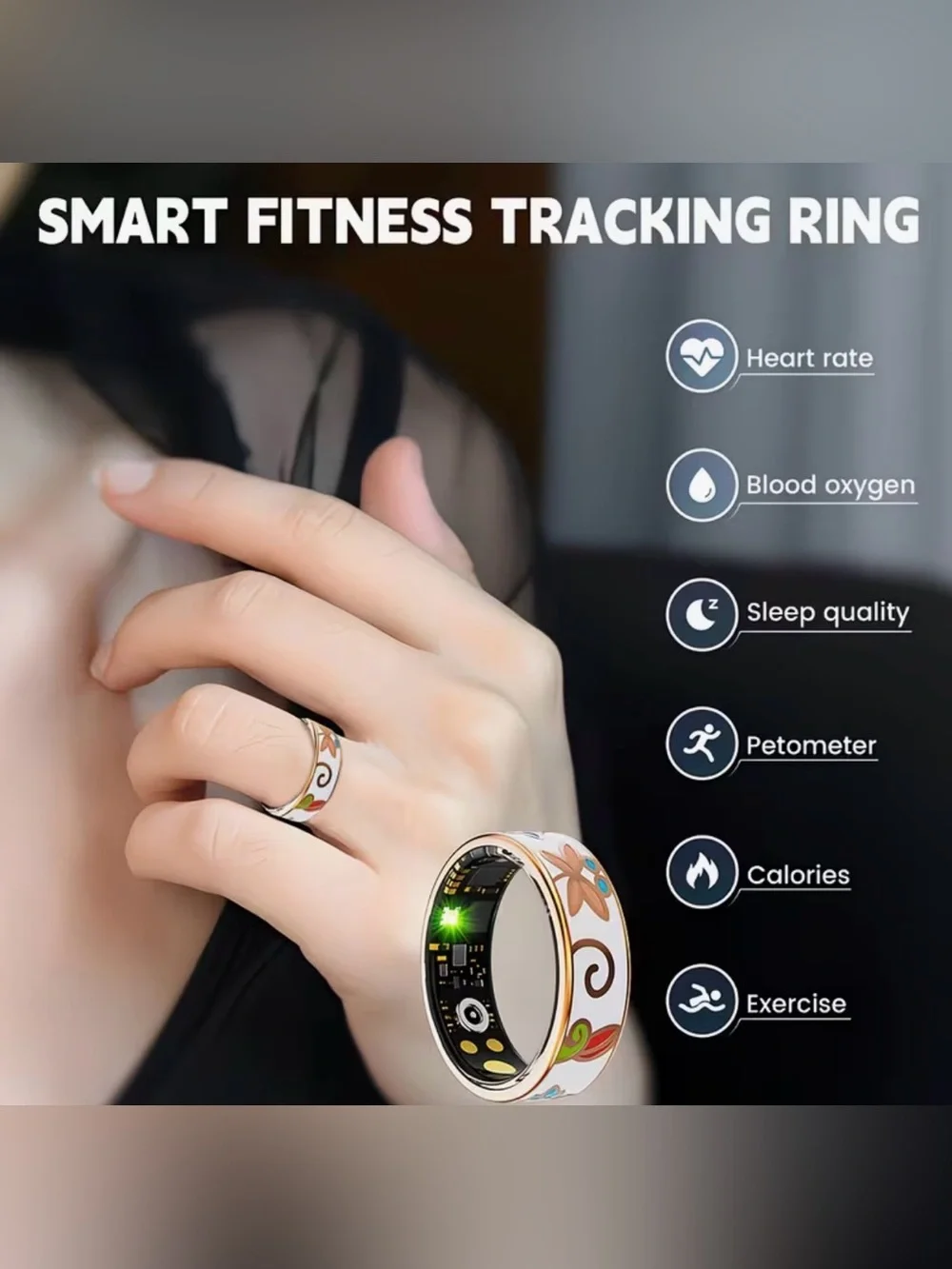Smart Ring Water Proof Woman’s Fitness Medical Health Remote Camera Wearable